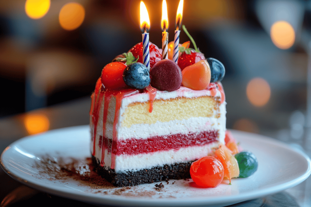 Decorative birthday cake with pastel-colored frosting and sugar flowers, perfect for celebrations.