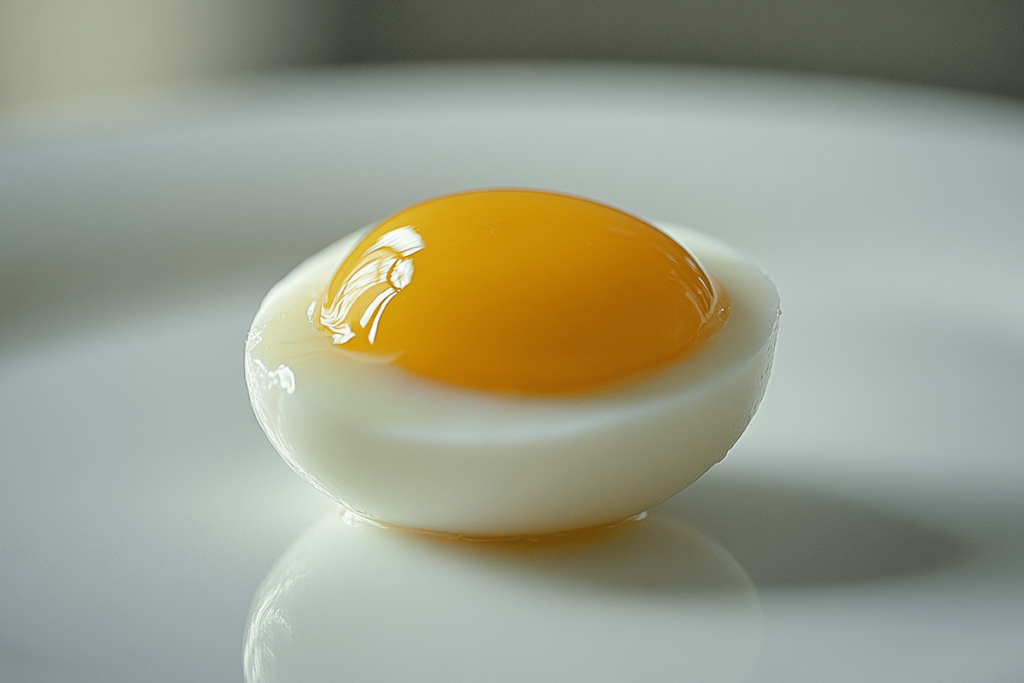 Whole boiled egg on a plate showing high protein content