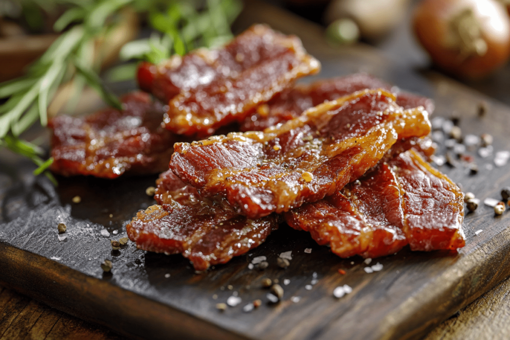 Preparing beef bacon with a savory spice cure