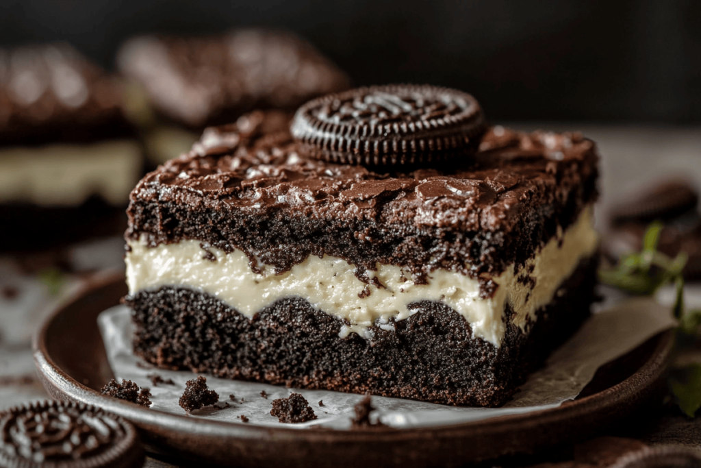 Oreo brookie layers, Oreo brookie recipe, how to make Oreo brookie