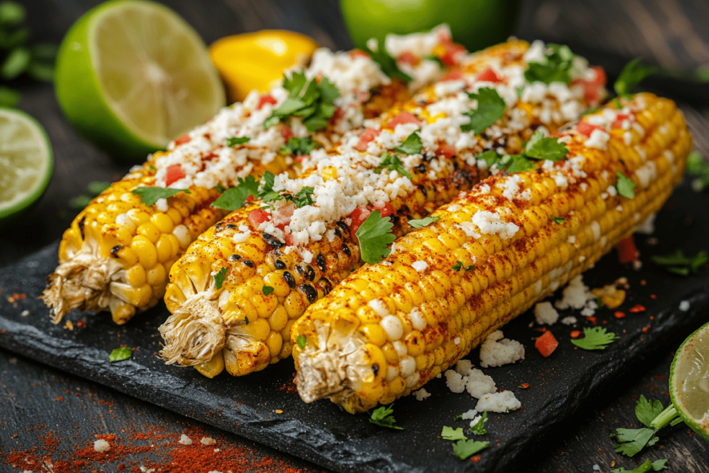 Mexican street corn flavors, delicious elote